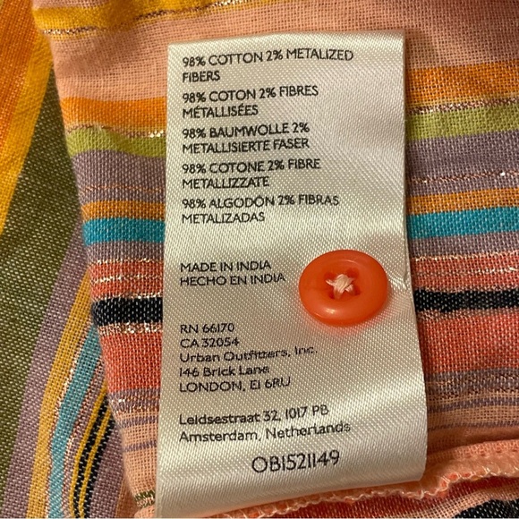 PILCRO by ANTHROPOLOGIE NWOT Long Sleeve Boyfriend Striped Shirt in Peach - Picture 10 of 10